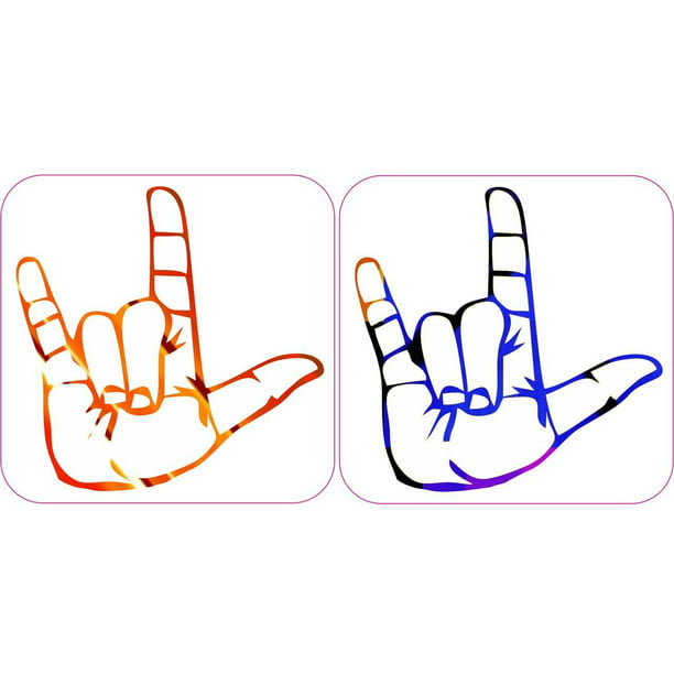 5in x 5in ASL Sign Language I Love You Bumper Sticker Decal Window Stickers D...